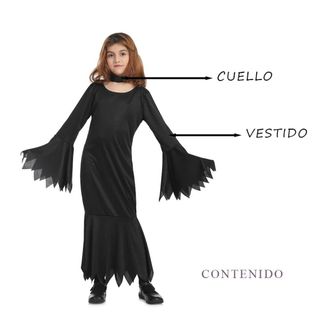 Disfraz Morticia Addams Negro Tallas S-M-L