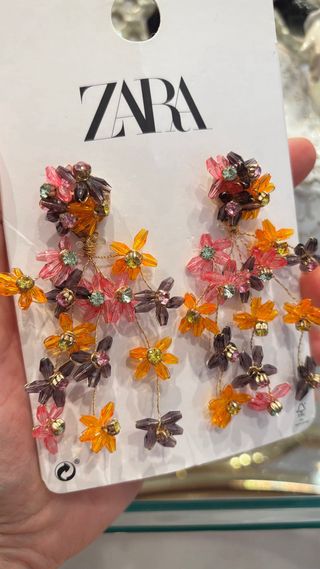 Pendientes Zara Flores Naranja Rosa