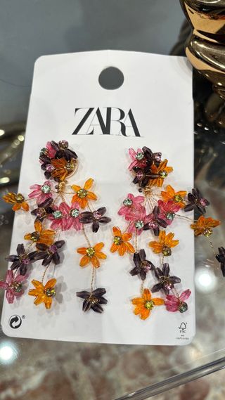 Pendientes Zara Flores Naranja Rosa