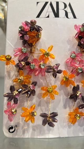 Pendientes Zara Flores Naranja Rosa