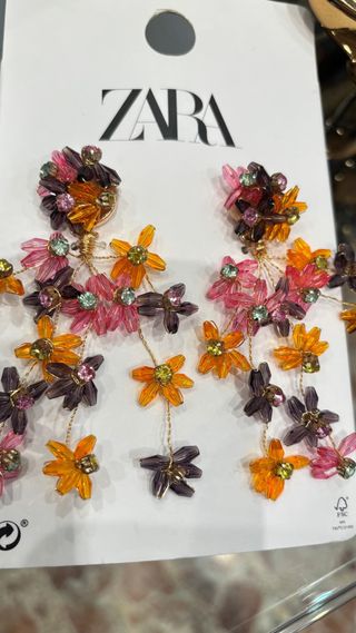 Pendientes Zara Flores Naranja Rosa