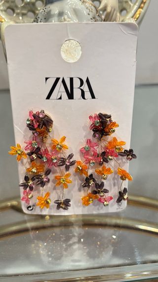 Pendientes Zara Flores Naranja Rosa