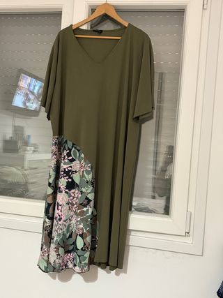 Vestido largo estampado verde