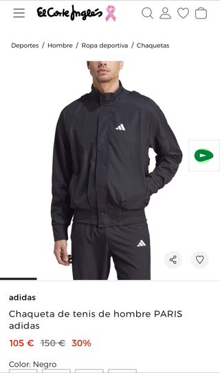 Chaqueta Adidas Paris Hombre Negra