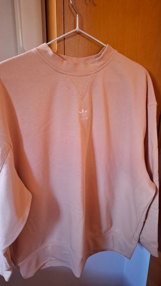 Sudadera Adidas Oversize Beige, Rosa Talla M.