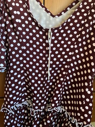 Vestido Rociero Flamenco Lunares Marrón