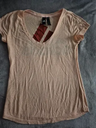 Camiseta Adidas Beige/Rosa Deportiva