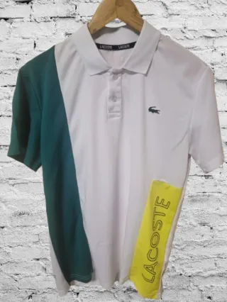 Polo Lacoste Sport Blanco  Verde y Amarillo