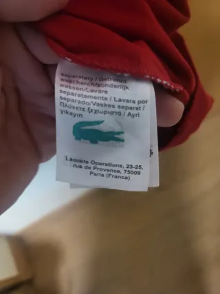 Polo Lacoste Rojo Rayas Cuello