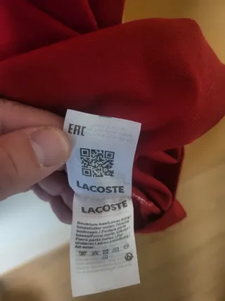 Polo Lacoste Rojo Rayas Cuello