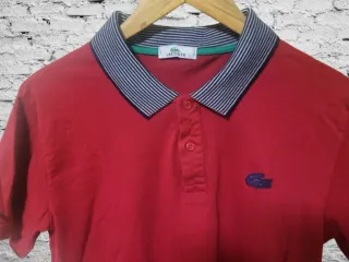 Polo Lacoste Rojo Rayas Cuello