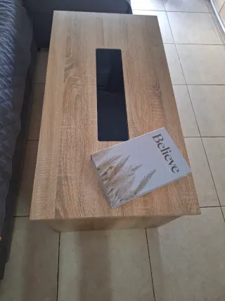 Mesa de centro madera y cristal 96x46x50