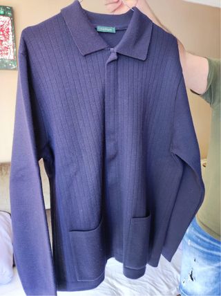 Chaqueta de punto azul para hombre