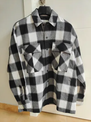 Sobrecamisa Calvin Klein Cuadros Blanco y Negro