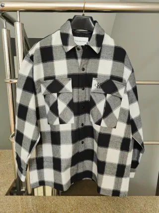 Sobrecamisa Calvin Klein Cuadros Blanco y Negro