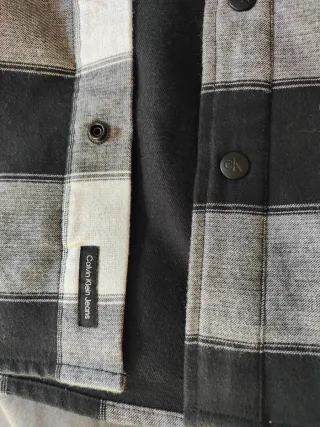 Sobrecamisa Calvin Klein Cuadros Blanco y Negro