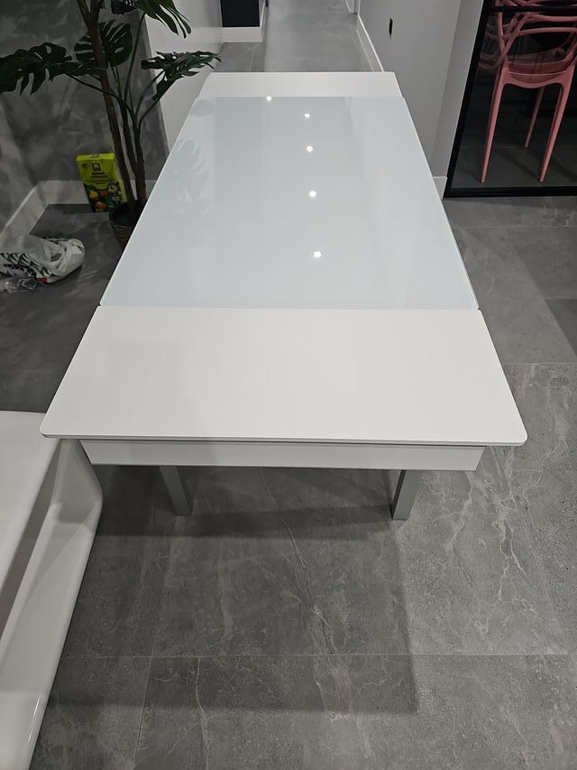 Mesa de cocina cristal y metal