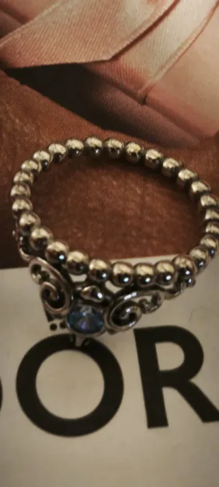 Anillo Pandora Tiara Cenicienta Azul,con caja