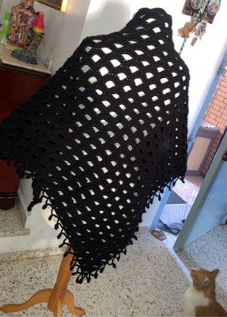 Chal tejido a mano punto abanico(por Encargo)