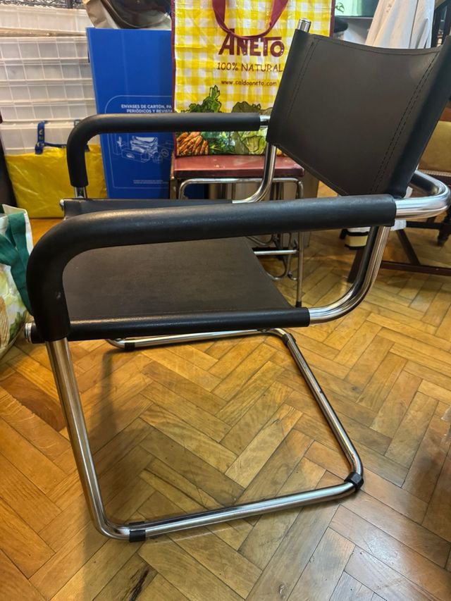 Sillón Director negro Cuero y Metal