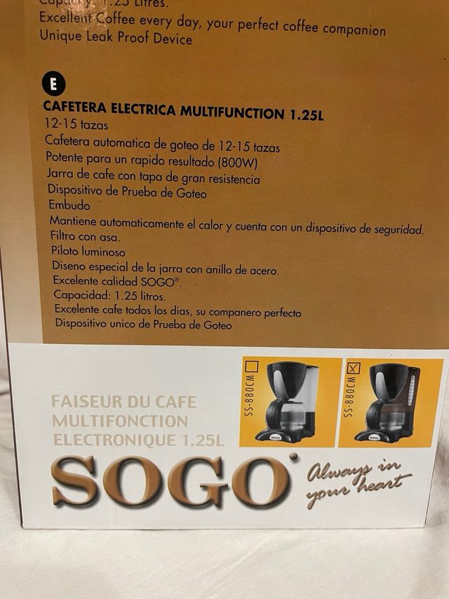 Cafetera Eléctrica Sogo 