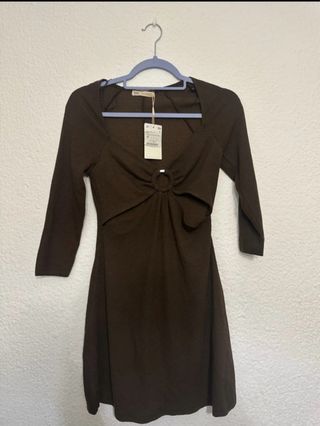 Vestido marrón manga larga