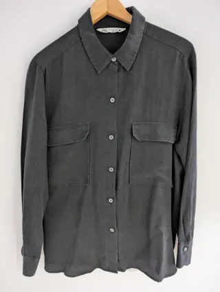 Camisa Zara Negra Manga Larga