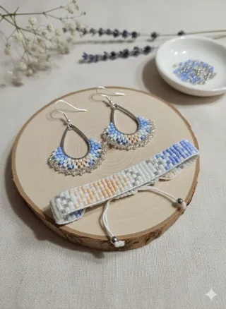 Conjunto pendientes y pulsera hechos a mano