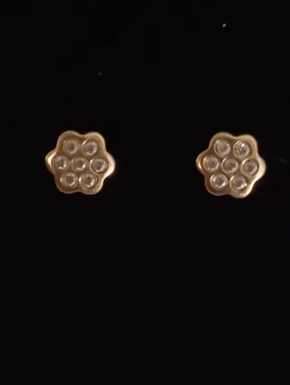 Pendientes oro 18k flor con circonitas
