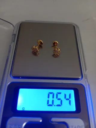 Pendientes oro 18k flor con circonitas