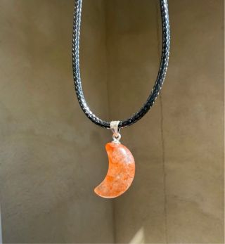 Colgante Luna Cuarzo Hematoide Plata