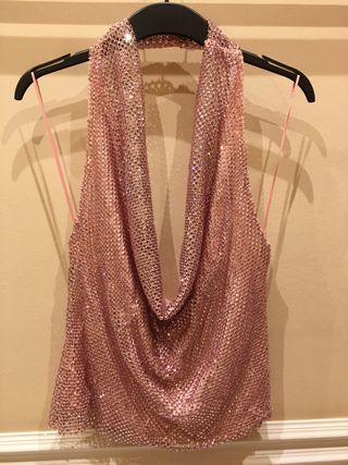 Top Lentejuelas Zara Rosa 