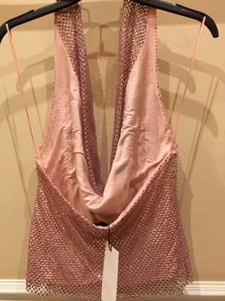 Top Lentejuelas Zara Rosa 