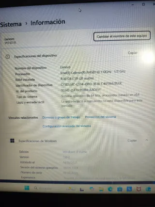 Lenovo V15 IJL Portátil Negro Nuevo