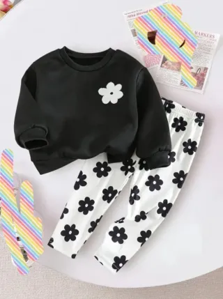 Completo bambina con fiori