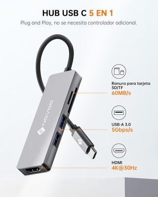 ✨ - NOVOO Hub C USB 5 en 1 con Adaptadores HDMI 4k