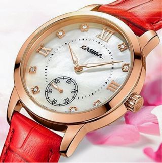 Reloj Casima Mujer Dorado y Rojo