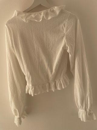 Blusa Zara Volantes y Lazos Blanca Talla S