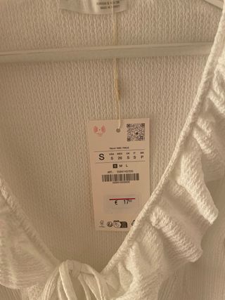 Blusa Zara Volantes y Lazos Blanca Talla S