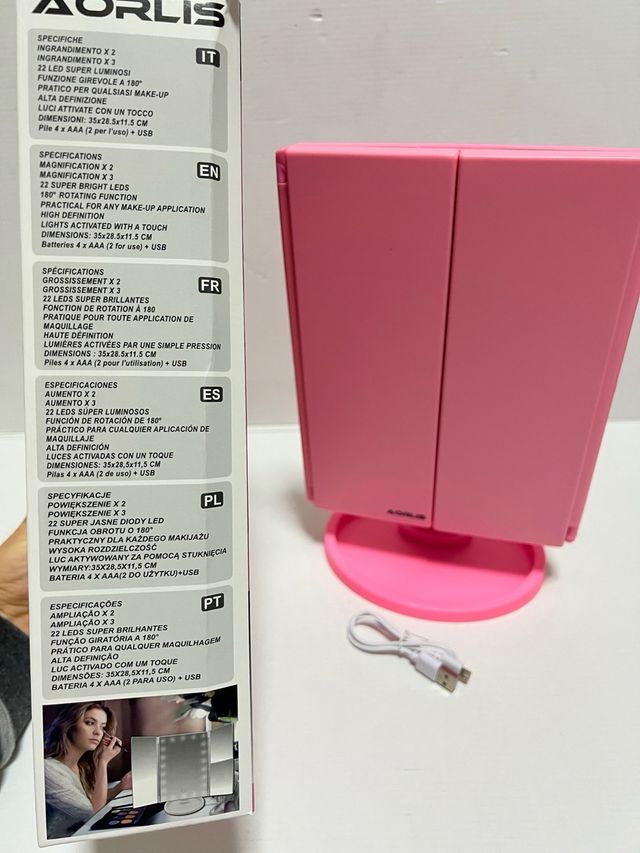 Specchio trucco ingranditore LED Aorlis