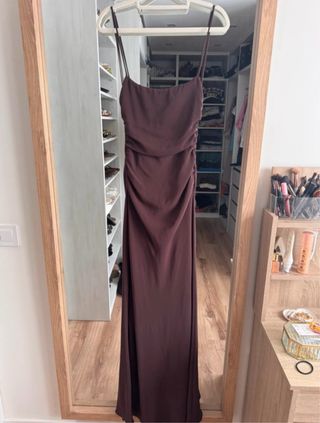 Vestido largo marrón fiesta
