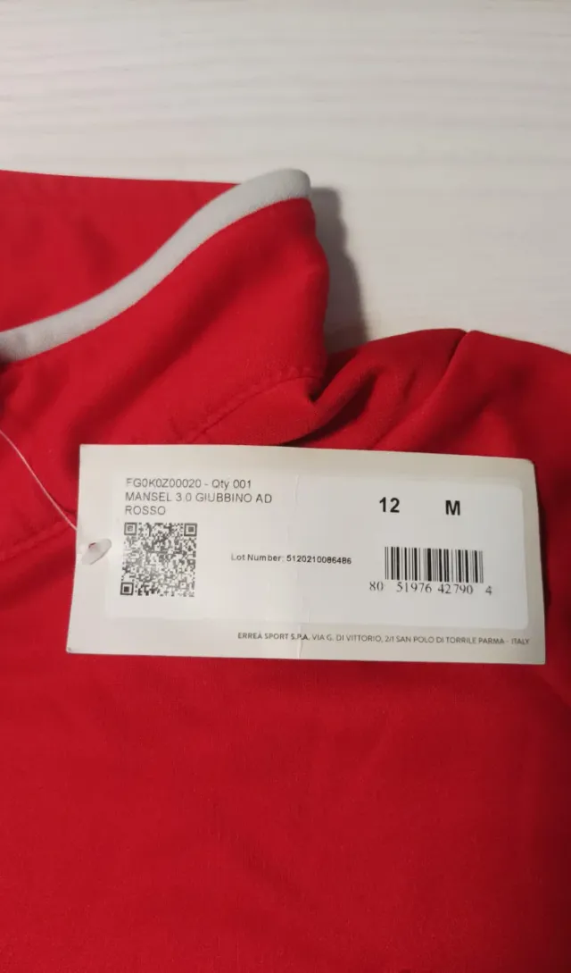 Sudadera Errea Roja con Cremallera