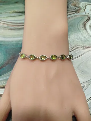 Pulsera de mineral autentico: Olivino