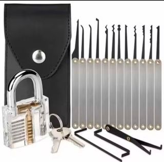 Kit Herramientas Cerrajero + Candado Transparente