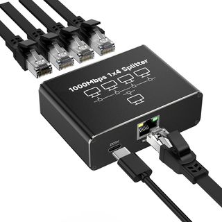 ✨ - GlasFlength Divisor LAN de 1 a 4 1000 Mbps Eth