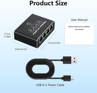 ✨ - GlasFlength Divisor LAN de 1 a 4 1000 Mbps Eth