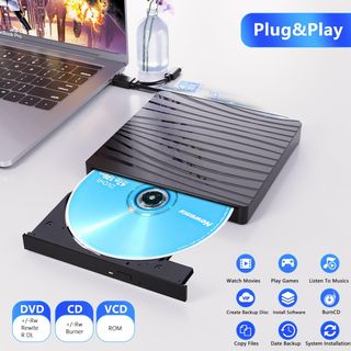 ✨ - Lector CD/DVD-RW Externo, Grabadora con USB 3.