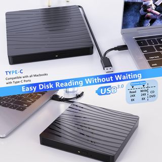 ✨ - Lector CD/DVD-RW Externo, Grabadora con USB 3.