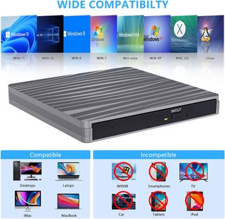 ✨ - Lector CD/DVD-RW Externo, Grabadora con USB 3.