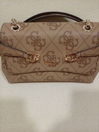 Bolso Guess auténtico beige monograma